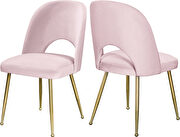 Brushed gold / pink velvet dining chair main photo