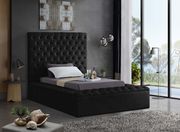 Black velvet tufted twin size bed w/ storage main photo