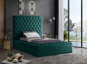 Green velvet tufted twin bed w/ storage main photo