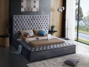 Gray velvet tufted full size bed w/ storage main photo