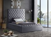 Gray velvet tufted twin size bed w/ storage main photo