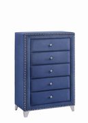Tufted blue velvet modern chest main photo