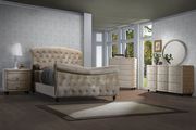 Beige fabric sleigh tufted buttons bed main photo