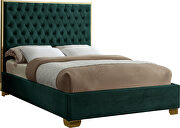 Modern gold legs/trim tufted full bed in green velvet main photo