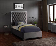 Lexi (Gray) Tufted headboard twin bed in modern style