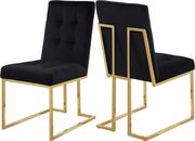 Gold base / tufted black velvet dining chair main photo