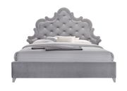 Gray velvet tufted traditional king bed main photo