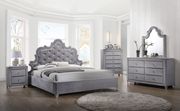 Gray velvet tufted traditional bed main photo