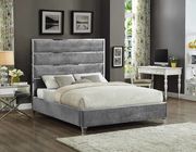 Zuma (Gray) Chrome / gray velvet designer full bed