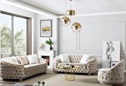Bursa (Cream) Elegant curved tufted living room sofa