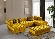 3pcs mustard velvet low-profile contemporary sectional sofa main photo