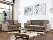 Casual chestnut chenille fabric storage sofa bed main photo