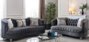 Gray traditional style velvet couch main photo