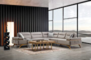 Contemporary gray velvet sectional with gold trim main photo