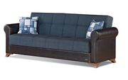 Espresso / dark blue sofa bed w/ storage