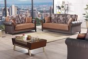 Two-toned sand microfiber / brown bycast sofa main photo