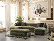 Elegant double-chaise green microfiber sectional main photo