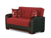 Passion red / black leatherette loveseat w/ storage