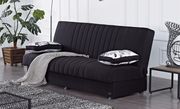 Black microfiber sofa bed w/ storage main photo