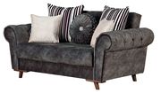Gray fabric tufted arms loveseat w/ storage