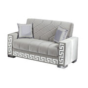 Gray microfiber loveseat w/ storage and bed