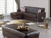 Dark brown modern sectional w/ storage and bed