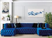 Valencia (Blue) Stylish 3pcs double chaise oversized low profile sectional