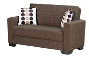 Brown fabric loveseat sofa bed w/ storage