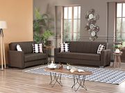 Vermont (Brown) Brown fabric sofa bed w/ storage