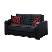 Loveseat sofa bed in black leatherette main photo