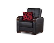 Black leatherette convertible chair w/ storage