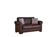Bycast convertible leather loveseat