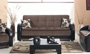 Rich bycast / brown fabric sofa bed main photo