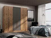 Gramercy (Gray) Modern freestanding wardrobe armoire closet in nature and textured gray