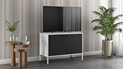 Low 27.55 wide TV stand cabinet in white and black main photo