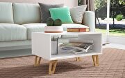 1- open cubby mid-century coffee table in white main photo