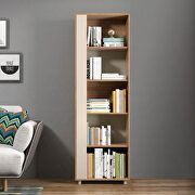 Mid-century- modern bookcase with 5 shelves in nature and off white main photo