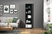 Cypress (Black) Mid-century- modern bookcase with 5 shelves in black