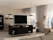 Rockefeller (Black) 62.99 tv stand with metal legs and 2 drawers in black