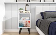 Amsterdam (Multi) Mid-century- modern nightstand 1.0 with 1 shelf in multi color red and blue