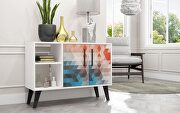 Mid-century- modern 35.43 sideboard with 4 shelves in multi color red and blue main photo