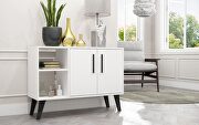 Mid-century- modern 35.43 sideboard with 4 shelves in white main photo