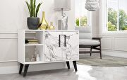 Mid-century- modern 35.43 sideboard with 4 shelves in white marble main photo