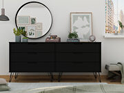 6-drawer double low dresser with metal legs in black main photo