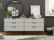 6-drawer double low dresser with metal legs in off white and nature main photo