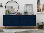 6-drawer double low dresser with metal legs in tatiana midnight blue main photo