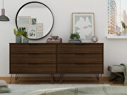 6-drawer double low dresser with metal legs in brown main photo