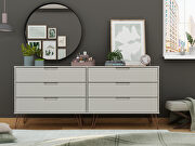 6-drawer double low dresser with metal legs in off white main photo