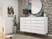 10-drawer double tall dresser with metal legs in white