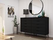 10-drawer double tall dresser with metal legs in black main photo